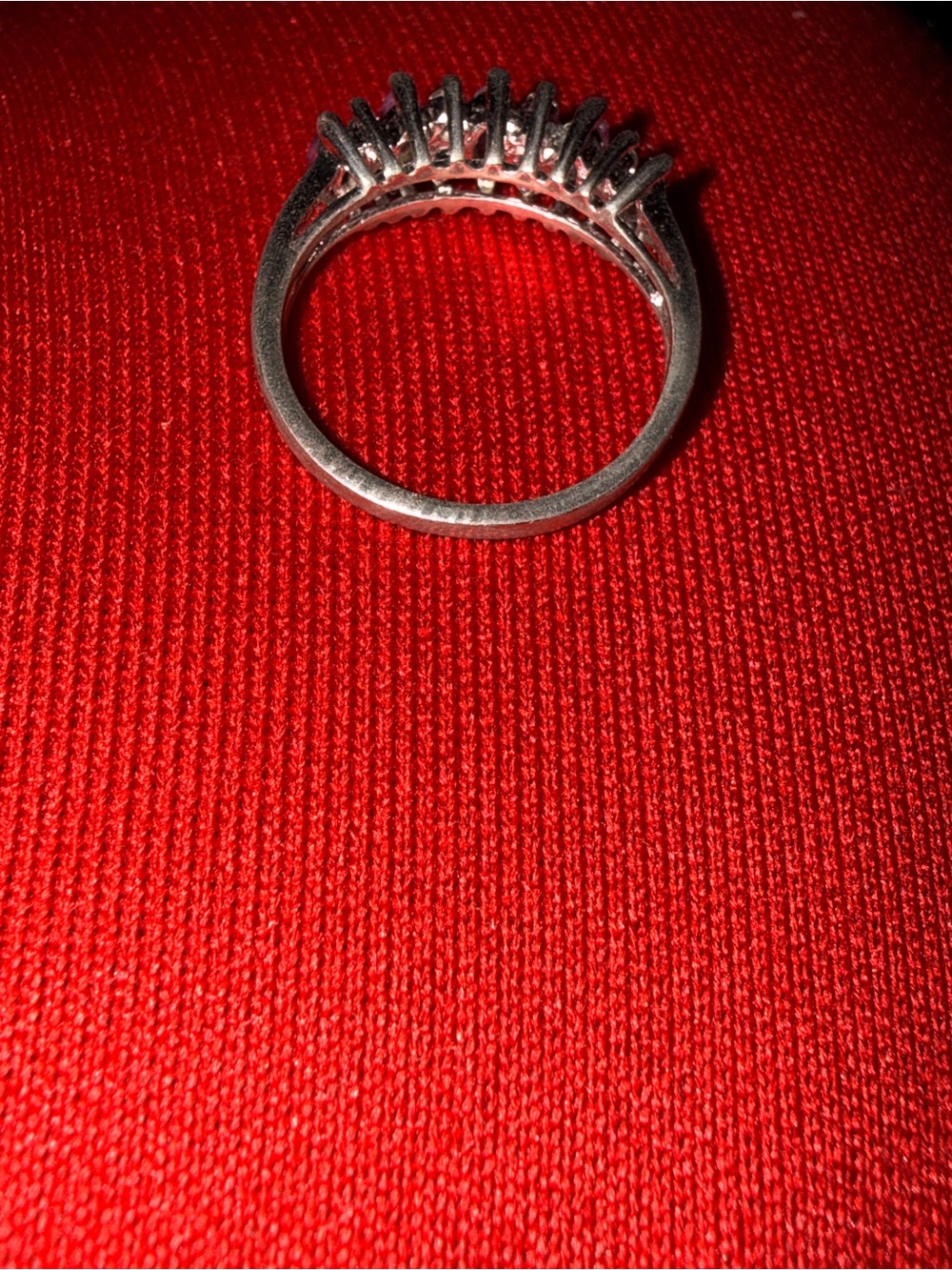 Vintage Sterling Silver Ruby and CZ White Gemstone Stackable Ring sz 8 - Picture 4 of 10